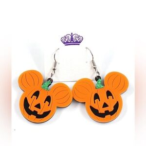 Jack-O-Lantern Mickey Shaped Halloween Earrings- NWT